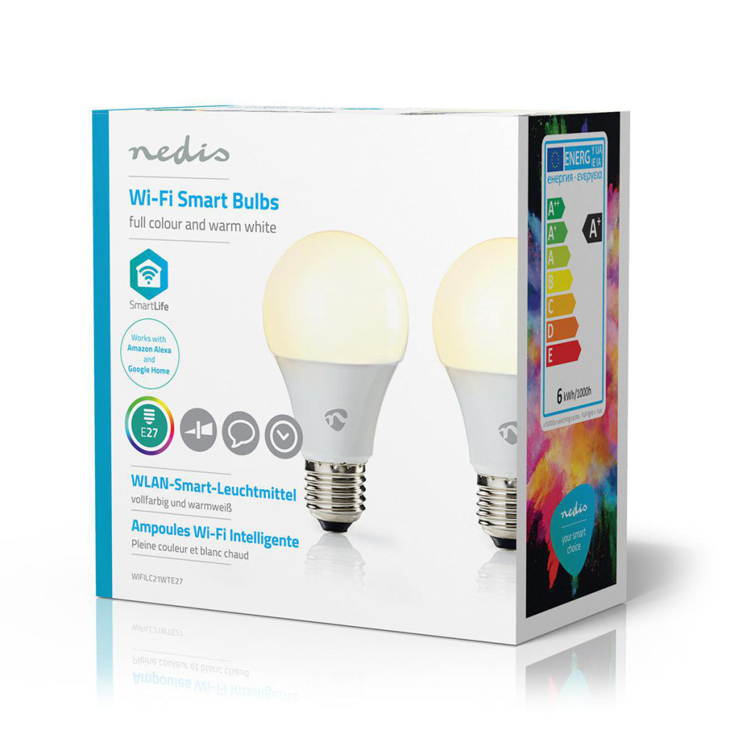 Nedis WIFILC21WTE27 Wi-fi Led-lampen Full-colour En Warm-wit E27 2-pack