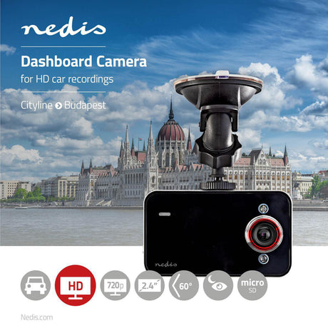 Nedis DCAM06BK Dashcam Hd 720p 1 Ch 2,4 Inch Kijkhoek Van 60 deg;