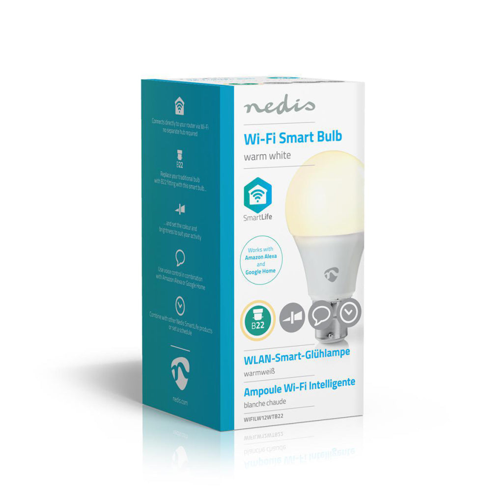 Nedis wifilw12wtb22 smartlife led bulb wi-fi b22 800 lm 9 w warm wit 2700 k energieklasse: a+ android trade; ios a60