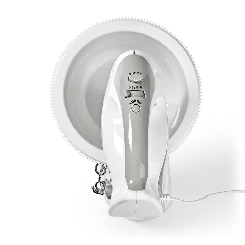 Nedis KAHM110CWT Handmixer 200 W 5-snelheden Turbo-functie Draaikom 2 Deeghaken 2 Kloppers Grijs Wit