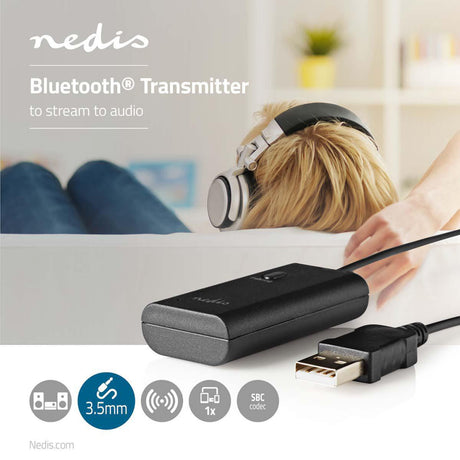 Nedis BTTR050BK Draadloze Audiozender Bluetooth® Maximaal 1 Hoofdtelefoon Zwart