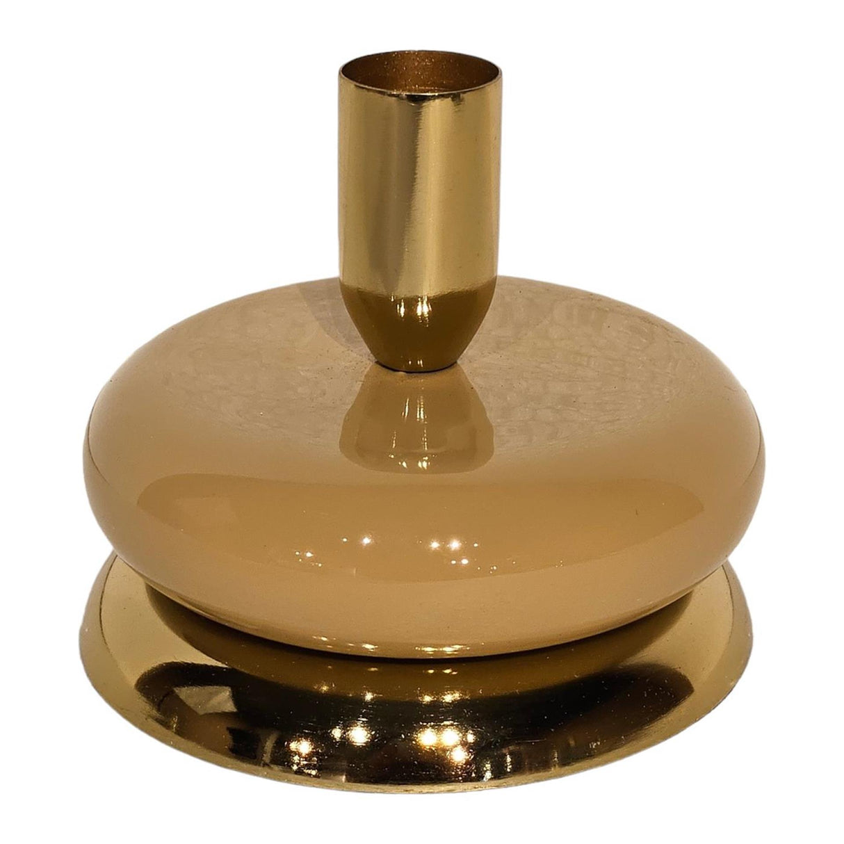 Mansion atmosphere kandelaar goud beige emaille 10x10x8,5cm