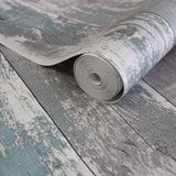 Noordwand behang topchic wooden planks donkergrijs en blauw