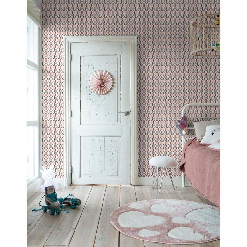 Noordwand noordwand behang good vibes hexagon pattern roze en paars