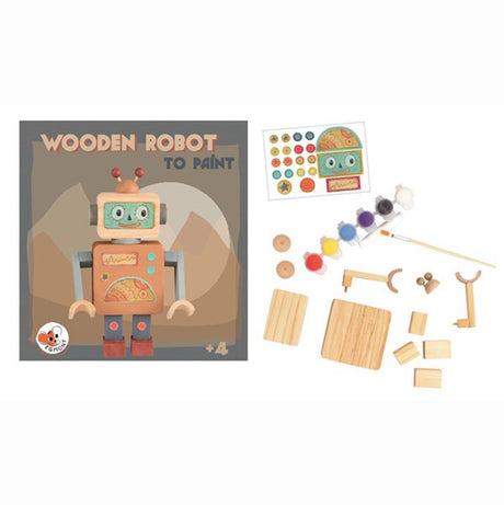 Knutselpakket houten robot. 20x20x4 cm.