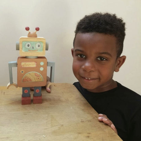 Knutselpakket houten robot. 20x20x4 cm.