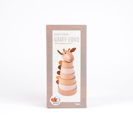 Houten stapel giraffe leonie. 21x10x10