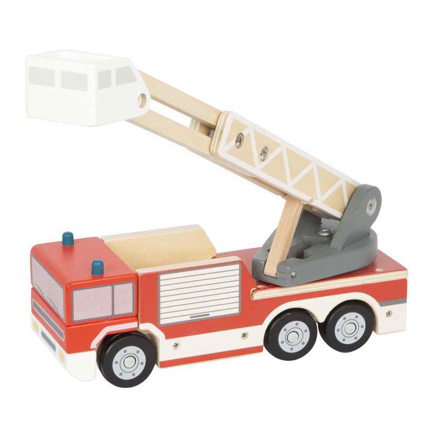 Small foot - houten brandweerwagen met roterende ladder