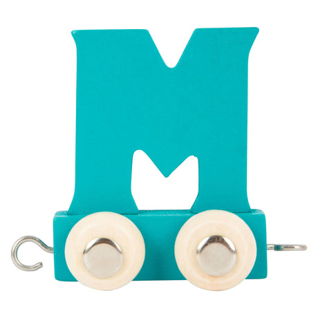 Small foot - houten lettertrein blauw - m - 12 stuks