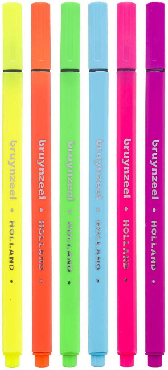 Bruynzeel fineliner set neon 6 kleuren