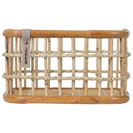 Basil Green Life - rotan fietsmand - medium - voorop natural bruin