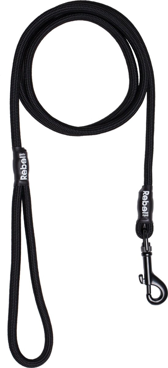 Rebel petz hondenriem - zwart - s - 8mm x 140cm