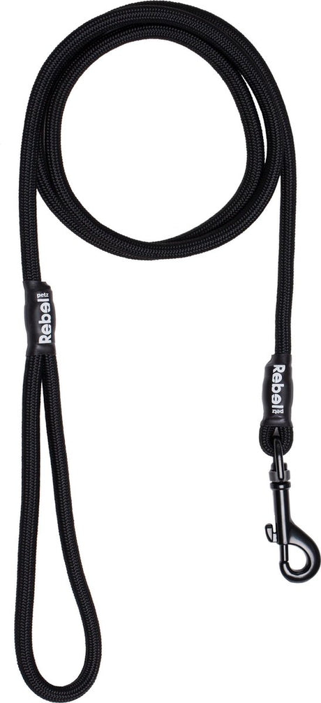 Rebel petz hondenriem - zwart - s - 8mm x 140cm