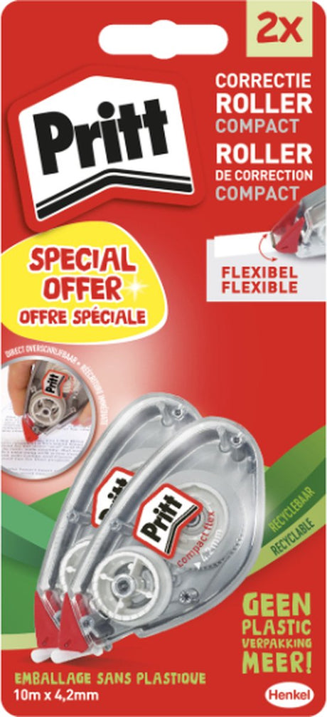 Pritt compact roller flex 2e 1 2 prijs | 4,2 mm x 10 m blistercard | kantoor school correctieroller.