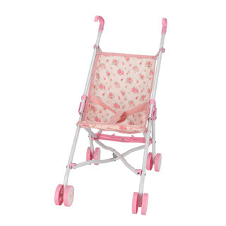 Poppenbuggy roze bloem | 4 stuks
