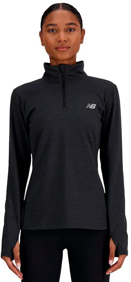 New balance sport essentials space dye 1 4 dames sporttrui - black