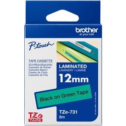 Labeltape brother tze731 12mmx8m zwart groen