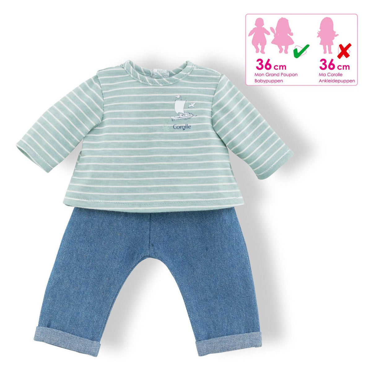 Corolle Mon Grand Poupon Poppen Broek met Shirt, 36cm