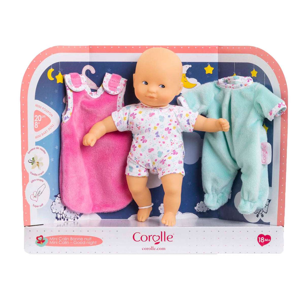 Corolle babypop mini calin welterusten set - vlinders - 20cm - zachte pop.