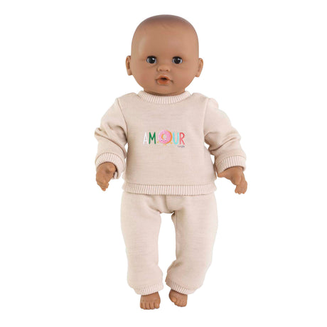 Corolle poppen trainingspak beige voor babypop 30cm klittenband.