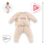 Corolle poppen trainingspak beige voor babypop 30cm klittenband.