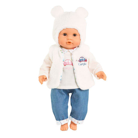 Corolle winterset babypop kleding wit 30cm - poppenoutfit.
