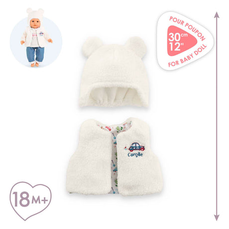 Corolle winterset babypop kleding wit 30cm - poppenoutfit.
