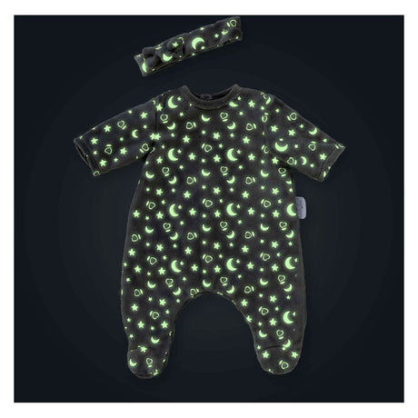 Corolle poppen pyjama glitter in het donker en haarband, 36cm