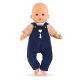 Corolle t-shirt en marineblauw overall, 36cm