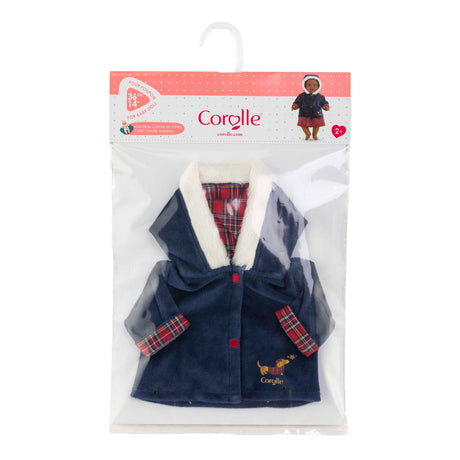 Corolle babypop winterjas - donkerblauw, bontkraag, 36cm poppen.