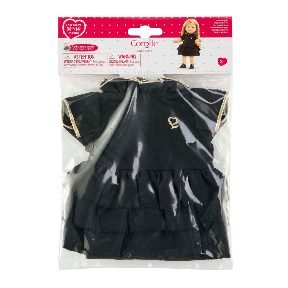 Corolle zwarte jurk voor babypop, 36cm