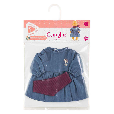 Corolle poppenkleding jeans jurk met sjaal voor 30cm pop denim.