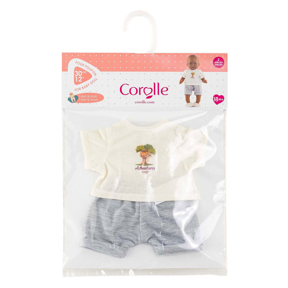 Corolle poppenoutfit t-shirt en korte broek kleine ontdekker 30cm.
