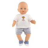 Corolle poppenoutfit t-shirt en korte broek babypop 36cm grijs.