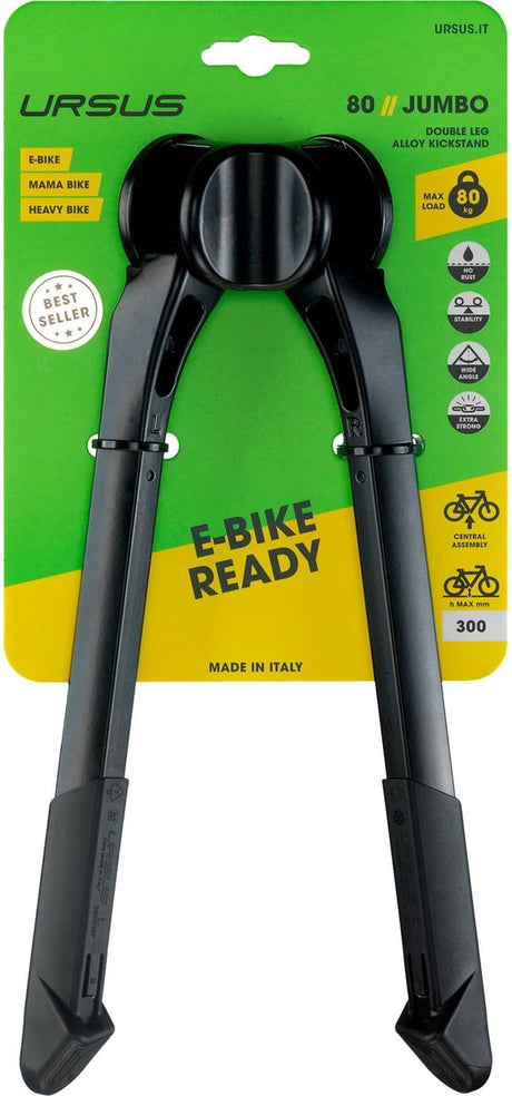 Ursus dubbele fietsstandaard - mechanische innovatie - 300mm - zwart - maximale stabiliteit