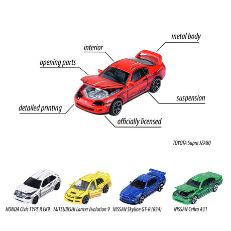 Majorette japan series die-cast auto's giftpack, 5st.