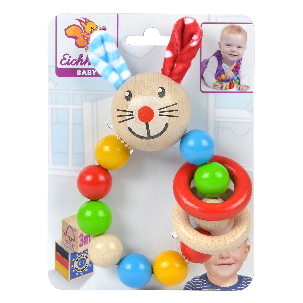 Eichhorn baby houten bijtring konijn
