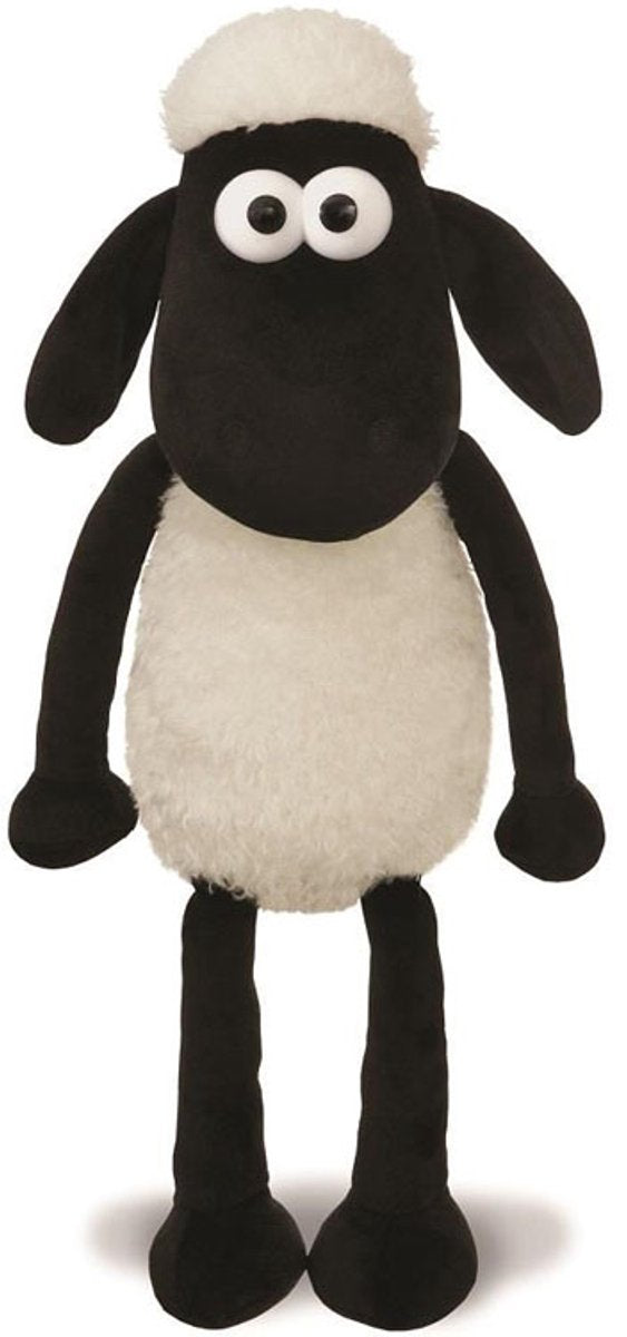 Aurora baranek shaun serie - knuffel baranek shaun - 30 cm - wit en zwart - zachte materiaal