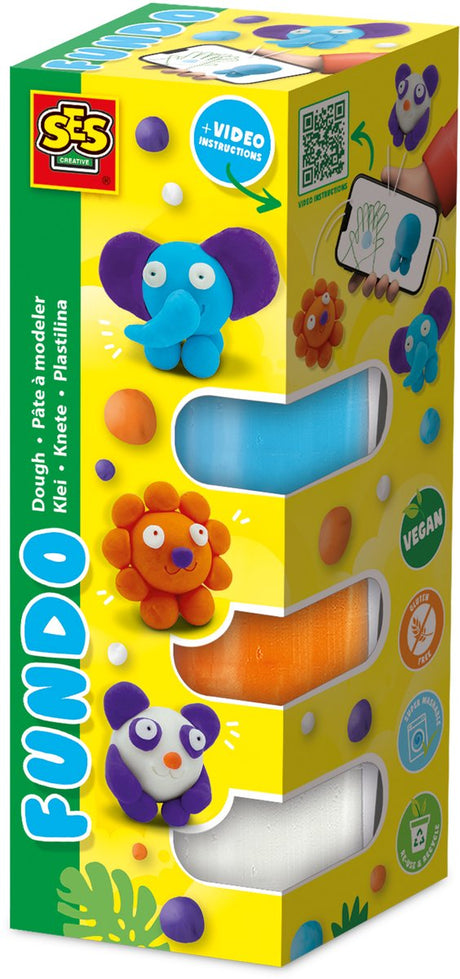 Ses creative ses fundo klei - wilde dieren - 4 kleipotjes