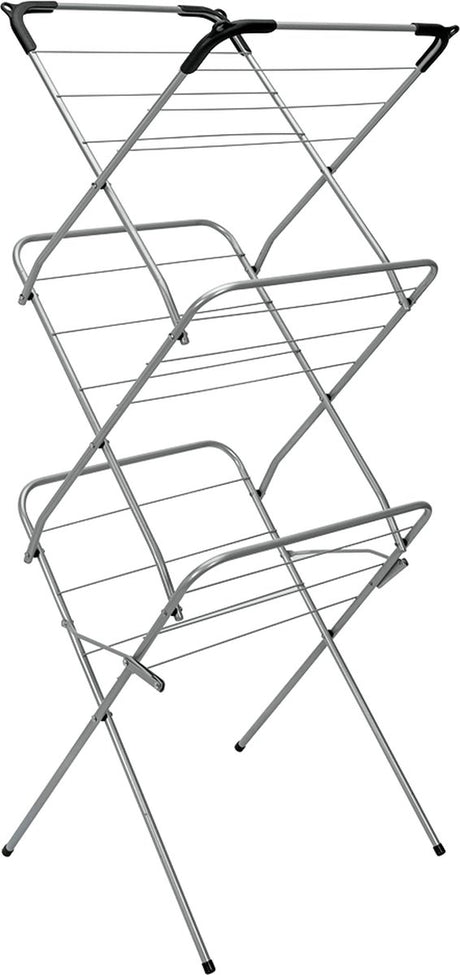 Tomado - droogrek concerto - 9,5 meter drooglengte - zilver - met haakjes voor kledinghangers