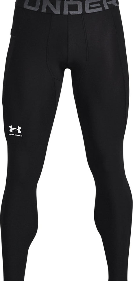 Under armour ua hg armour leggings-blk heren sportbroek - zwart - wit