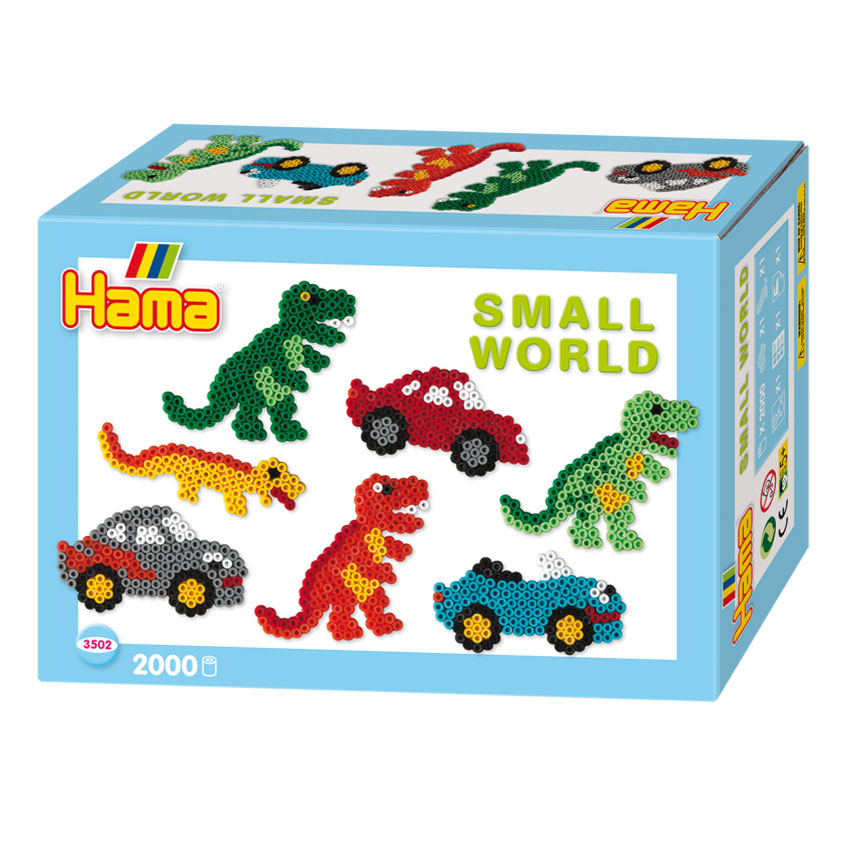 Hama strijkkralenset - dino en auto, 2000st.