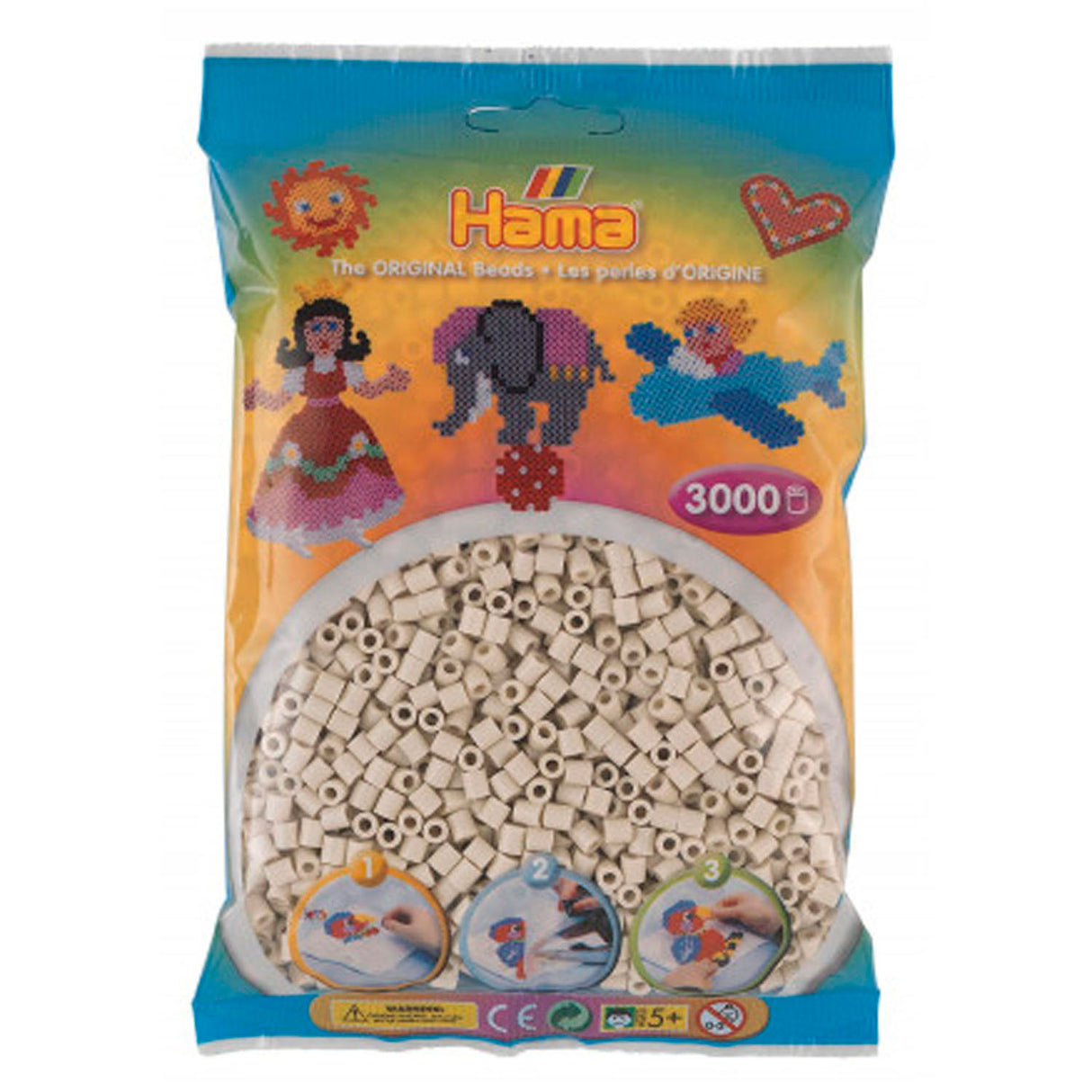 Hama String Beads Wolleken wäiss (201-77), 3000st.