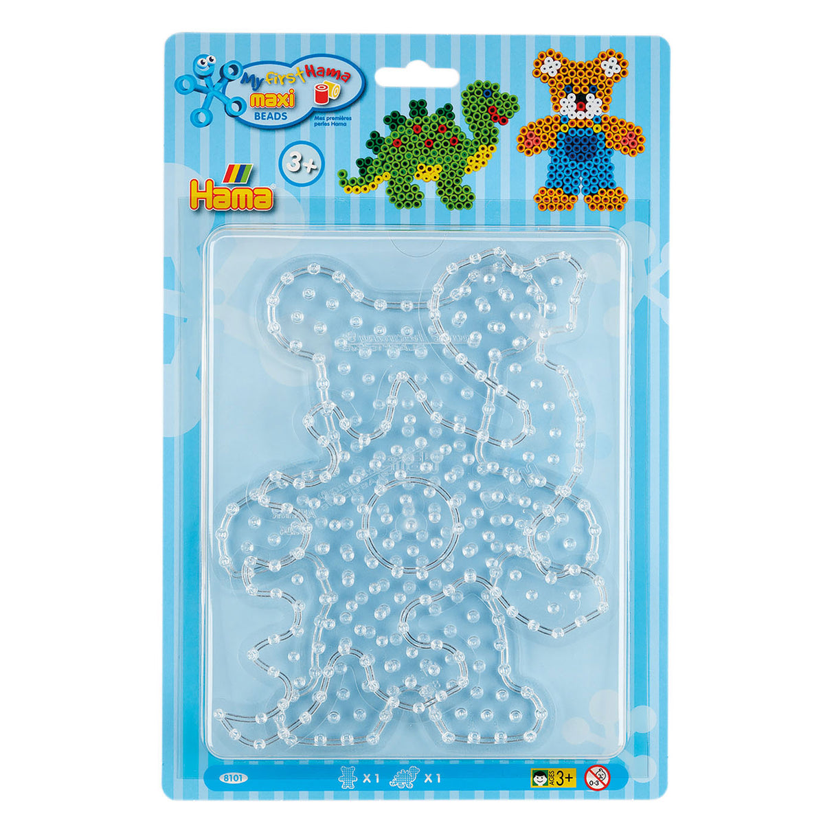 Hama strijkkralenbordjes maxi - dino en teddybeer