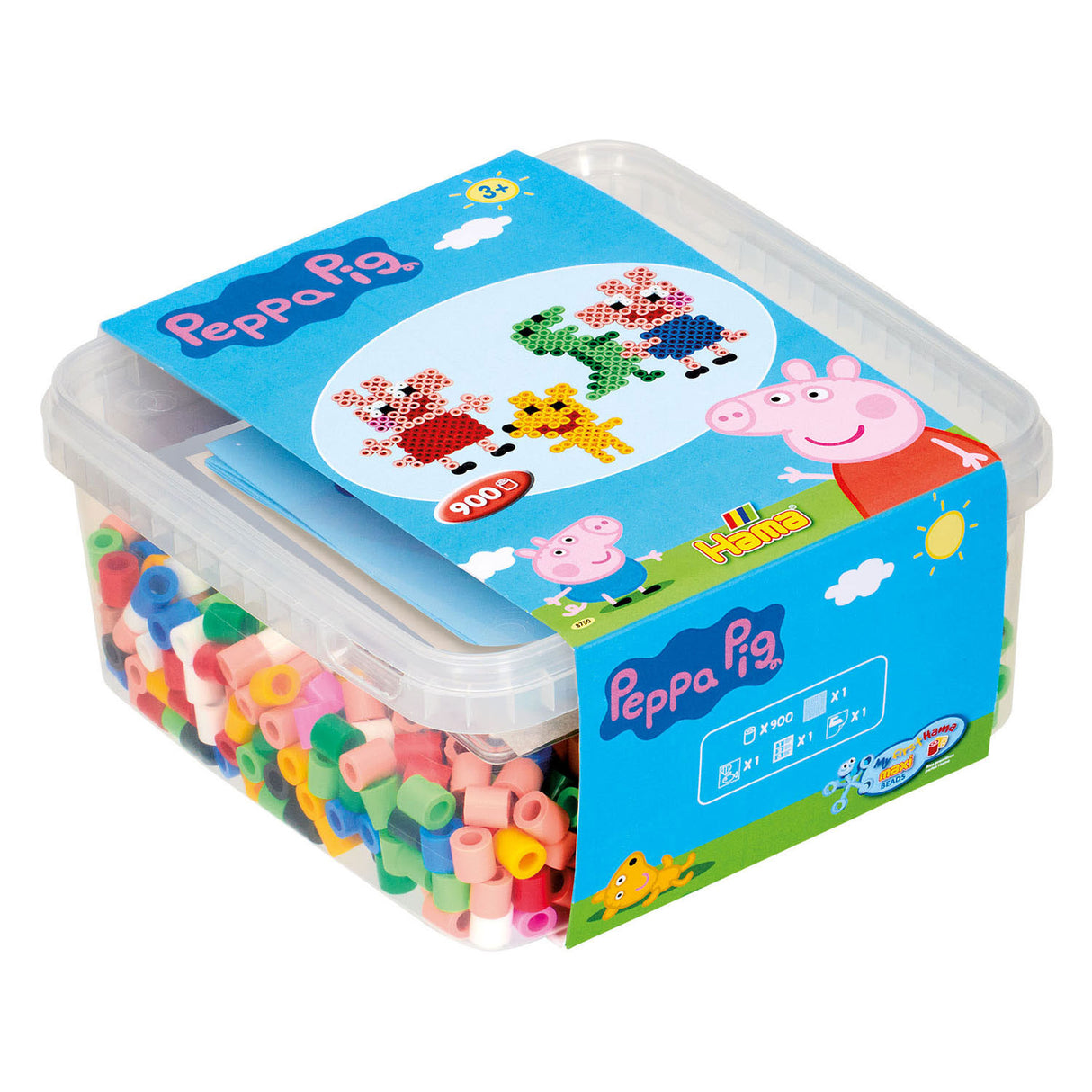 Hama strijkkralenset maxi - peppa pig, 900st.