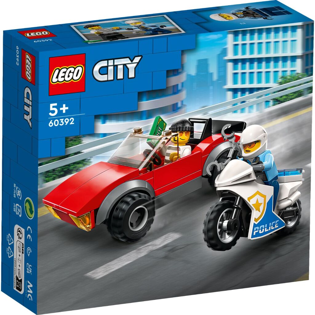 Lego LEGO City 60392 Achtervolging Auto op Politiemotor