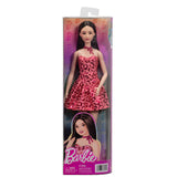 Barbie fashionistas - met roze jurk en luipaardprint - zwart haar - modepop