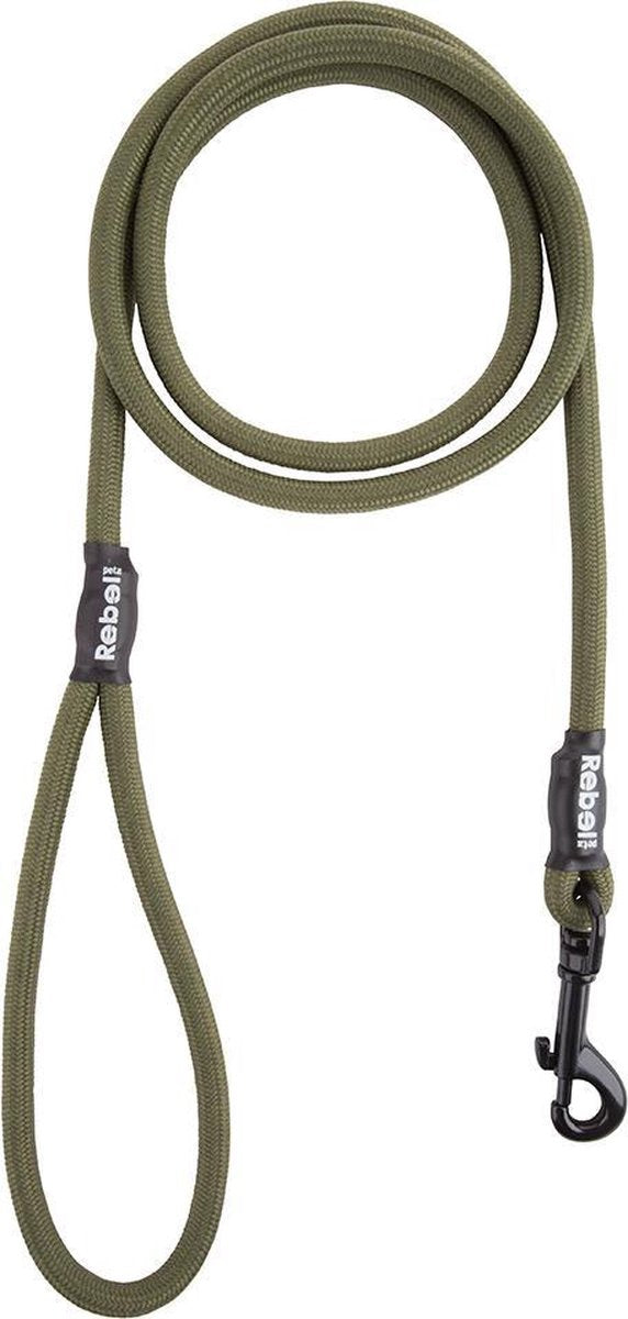 Rebel petz hondenriem - leger groen - s - 8mm x 140cm