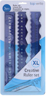 Merkloos sans marque linialenset creatief blauw 30cm kunststof 3-delig voor kinderen.