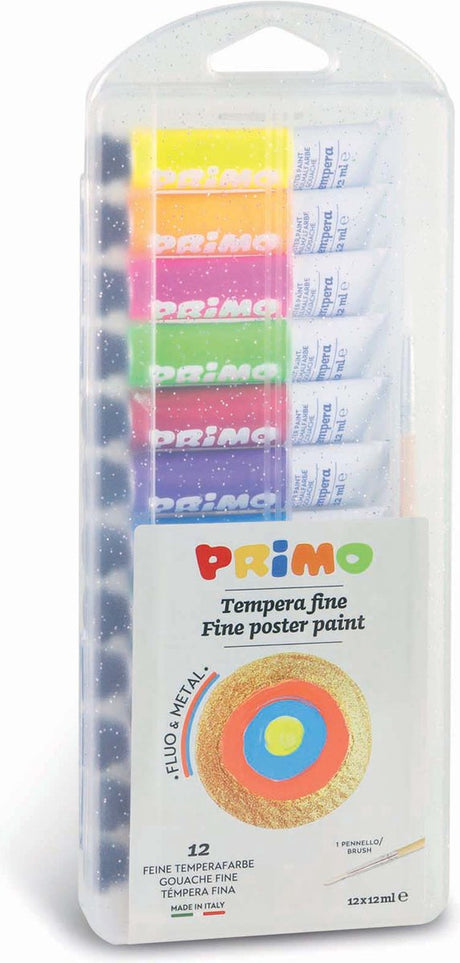 Primo - plakkaatverf metal+fluo in tube (12x12ml) in box